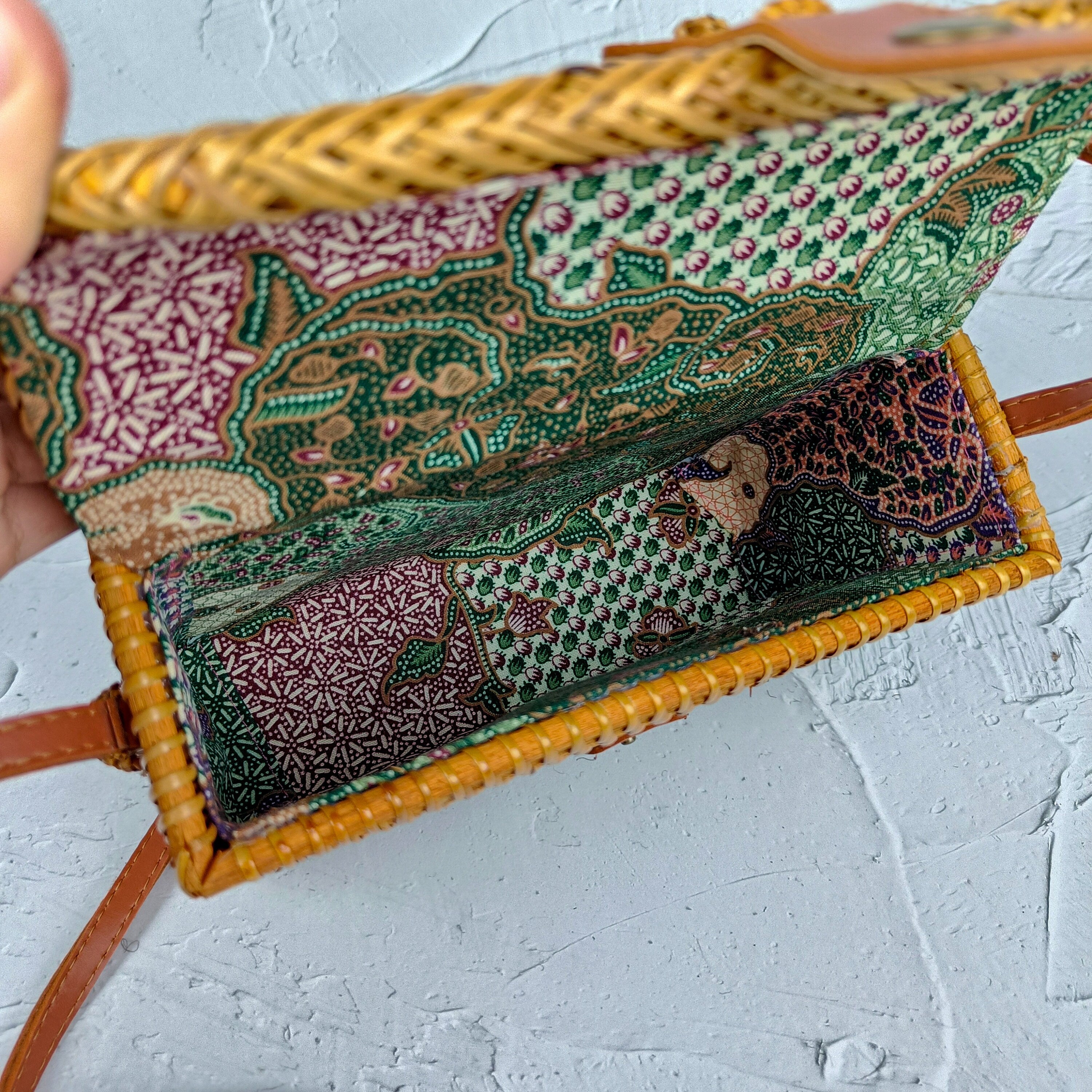 SEGI Handmade Rattan Bag With Leather Strap | Straw Woven Bag | Bohemian Crossbody Bag