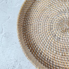 White Woven Round Rattan Tray, Coffee Table Tray, Round Boho Serving Tray for Table, Straw Serving Tray