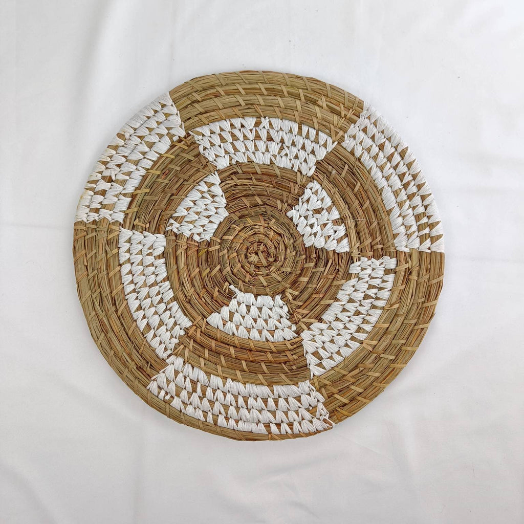 Natural Weave Two Tone Mendong Placemats With Unique Pattern, Handwoven Boho Hanging Wall Decoration, Placemat Table Setting