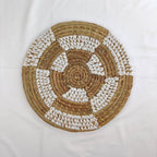 Natural Weave Two Tone Mendong Placemats With Unique Pattern, Handwoven Boho Hanging Wall Decoration, Placemat Table Setting