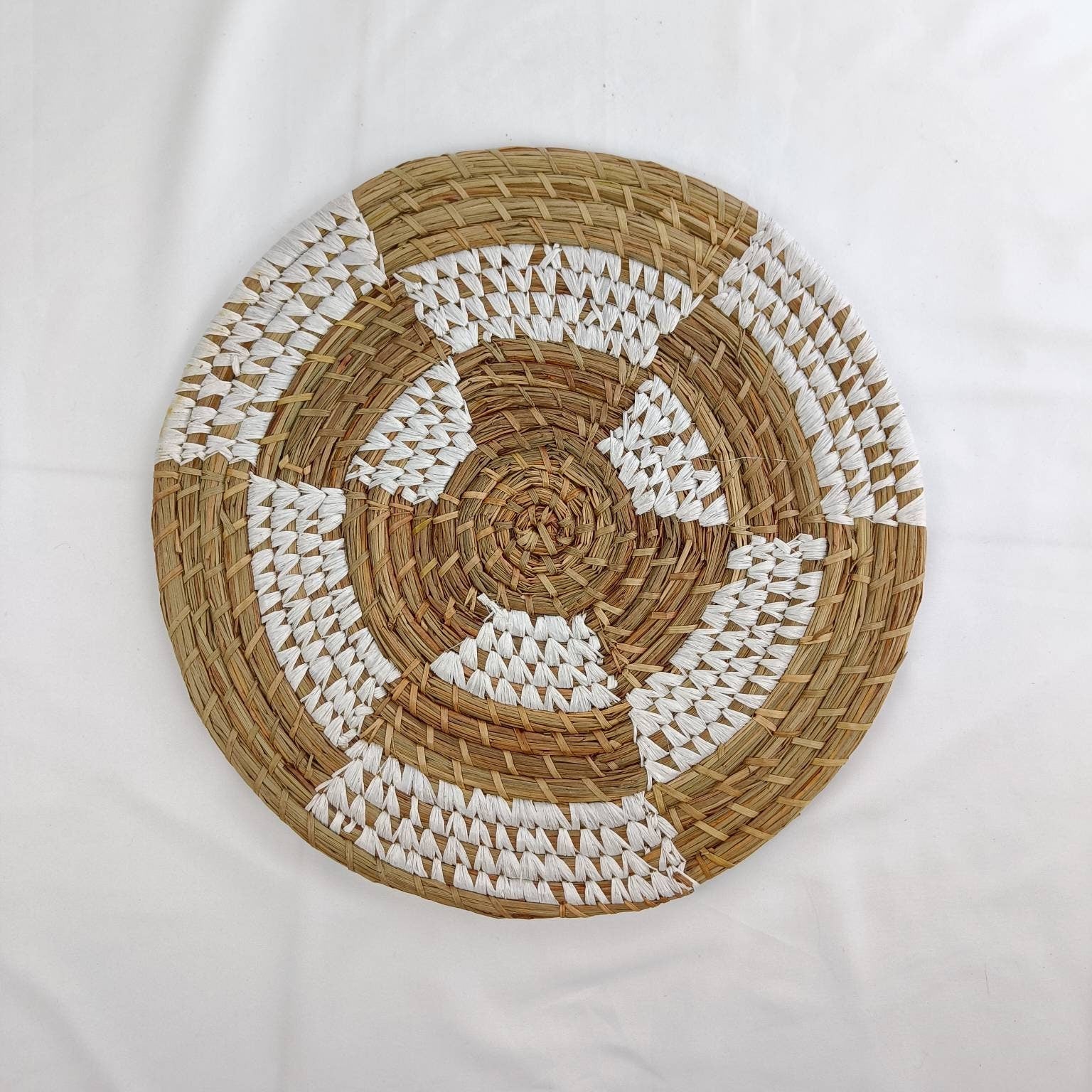 Natural Weave Two Tone Mendong Placemats With Unique Pattern, Handwoven Boho Hanging Wall Decoration, Placemat Table Setting