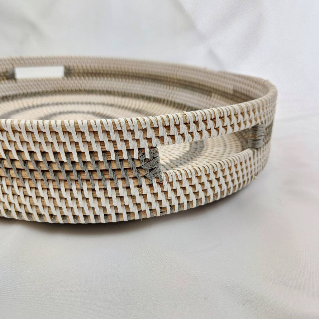 Three Tone Decorative Rattan Oval Tray (1 set), Housewarming Presents