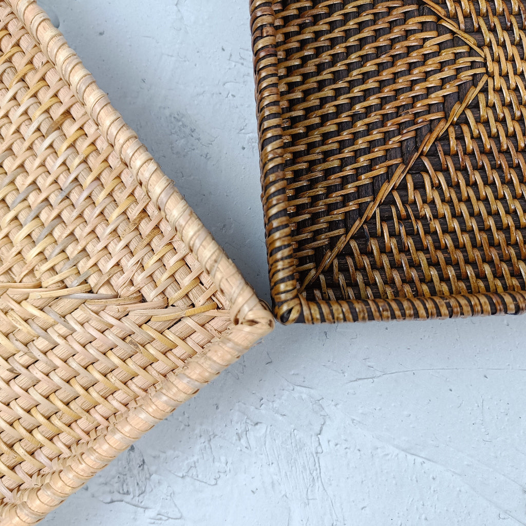 No Handle Rectangular Rattan Woven Tray With Natural Color, Bread Basket Storage, Fruit Basket Rectangular, Dry Fruit Platter Tray