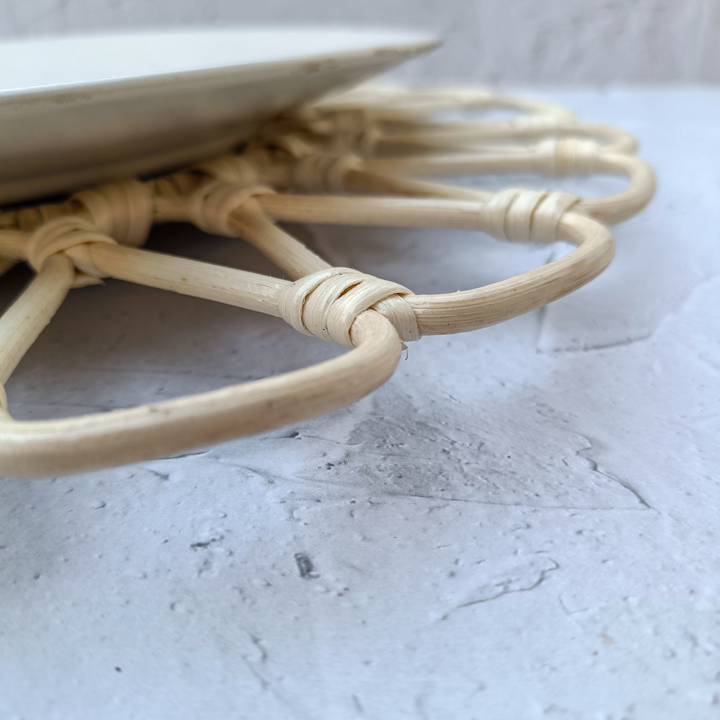 Flower-Shaped Rattan Placemat, Boho Hanging Wall Decoration, Rattan Petal Charger Plates