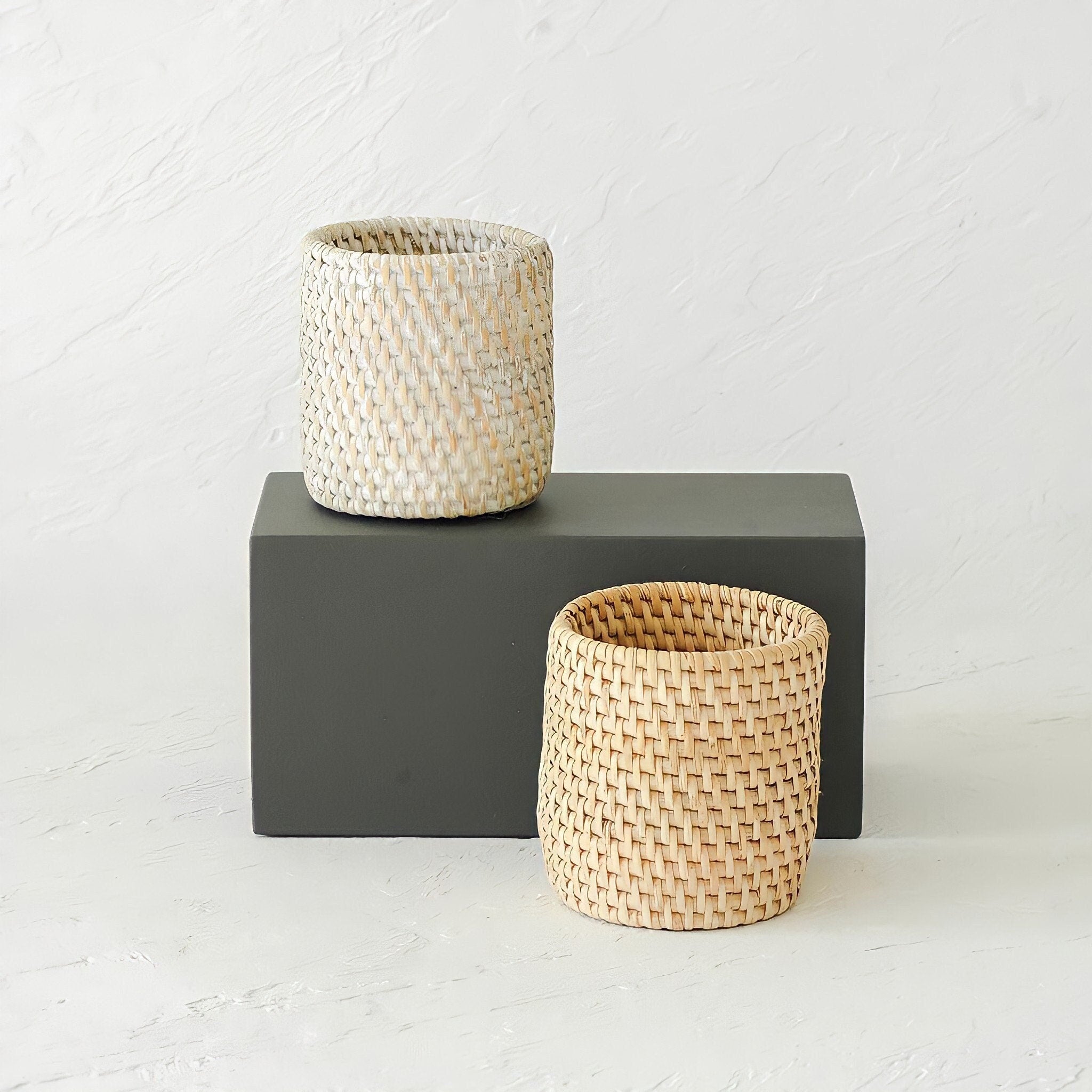 Rattan Pen holder, Desk Organizer, Makeup Brush Holder