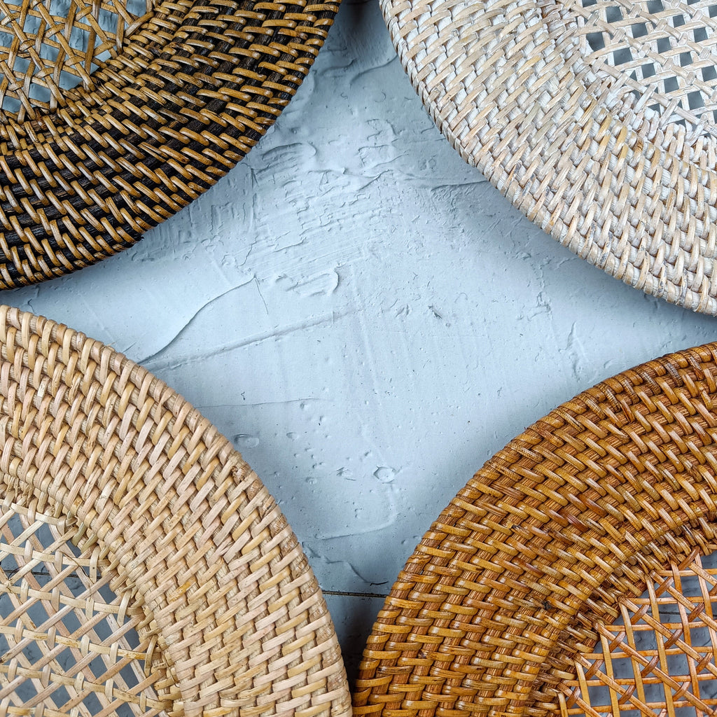 Set of 3 Rattan Charger Plates, Decorative Plate Set for Table Decor, Wedding Centerpieces and Decoration