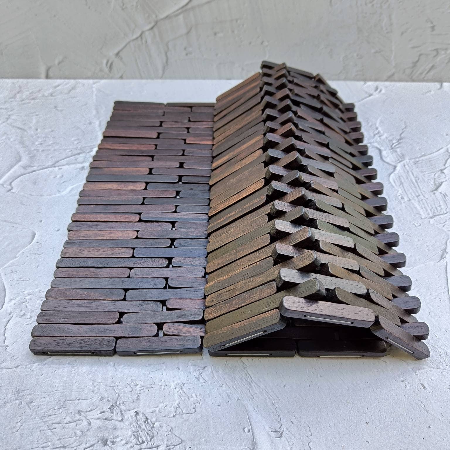 Wooden Foldable Rectangular Placemat | Long Block Sonokeling Wood Placemat | Unique Placemats for Table Decor