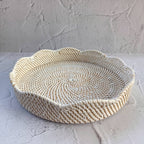 Wavy Decor Rattan Tray, Round Saucer Tray, Circular Tray, Perfume Tray, Bohemian Tray for Table Decor