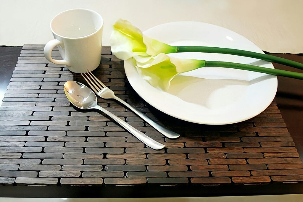 Wooden Foldable Rectangular Placemat | Long Block Sonokeling Wood Placemat | Unique Placemats for Table Decor