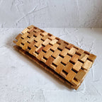 Vintage Wooden Placemat, Natural Foldable Teak Wood Rectangular Placemat, Wooden Table Runner