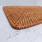 Set of 4 Rectangular Rattan Placemats, Farmhouse Decoration, Boho Table Decor