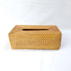Rattan Tissue Box With Bottom Lid, Bohemian Decor