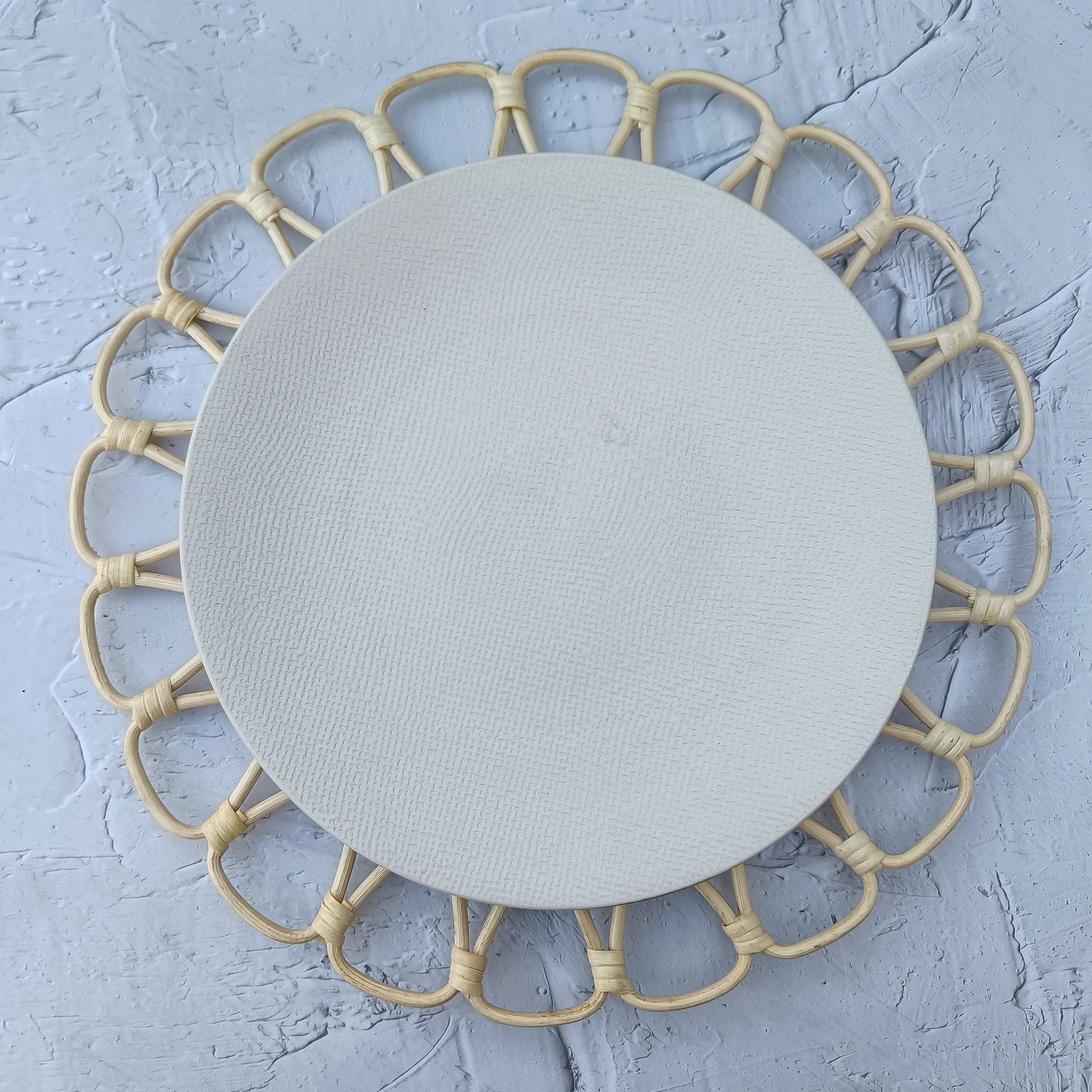 Flower-Shaped Rattan Placemat, Boho Hanging Wall Decoration, Rattan Petal Charger Plates