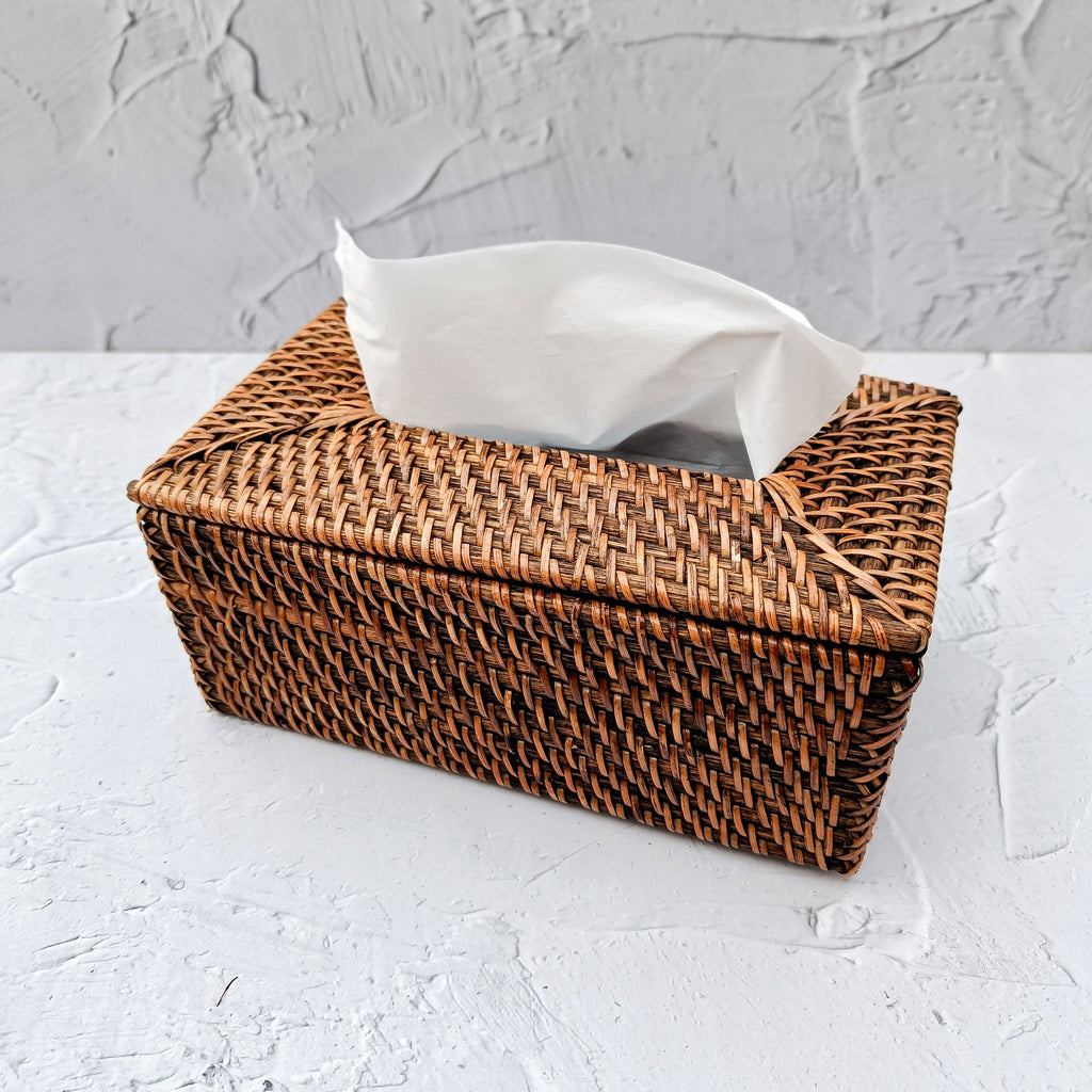 Handmade Rattan Tissue Box Cover - 3 Colors Option