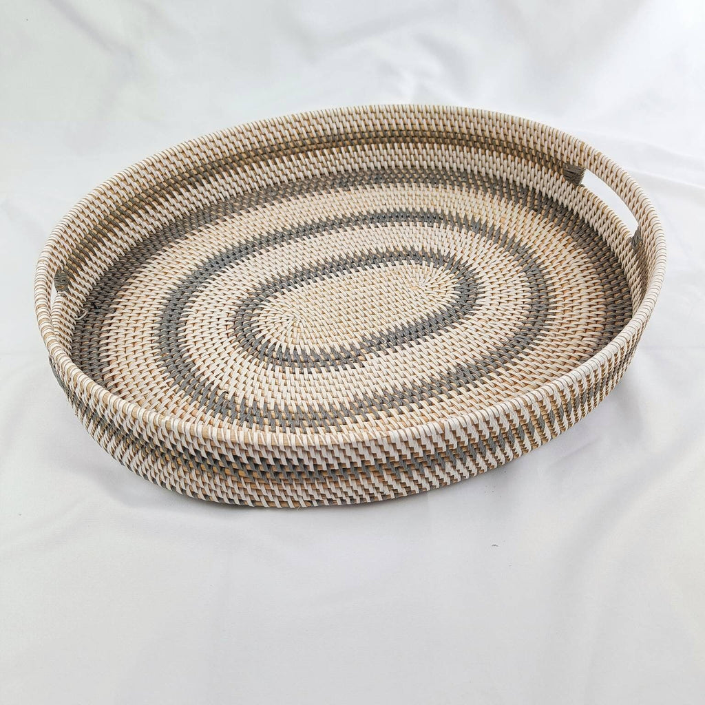 Three Tone Decorative Rattan Oval Tray (1 set), Housewarming Presents