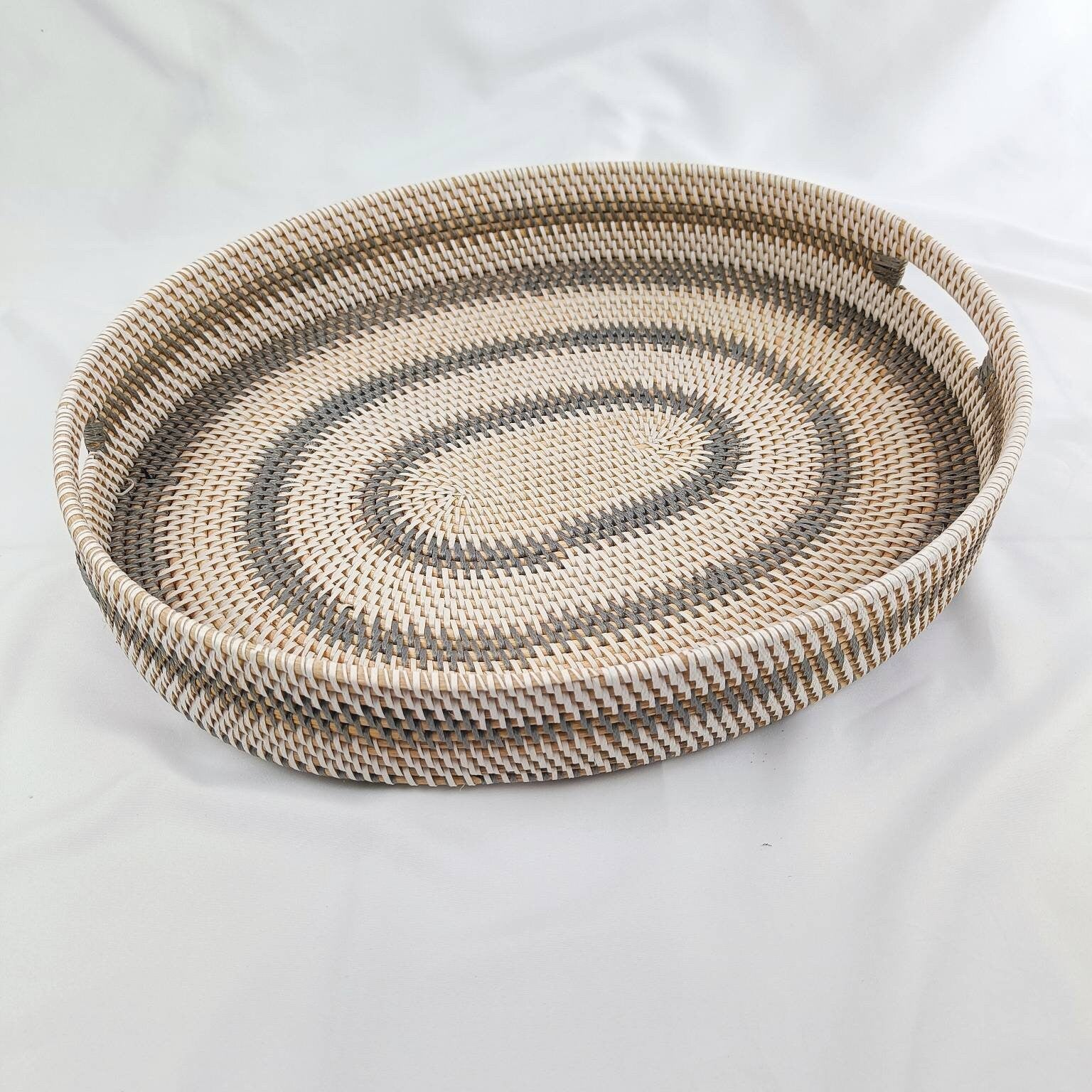 Three Tone Decorative Rattan Oval Tray (1 set), Housewarming Presents