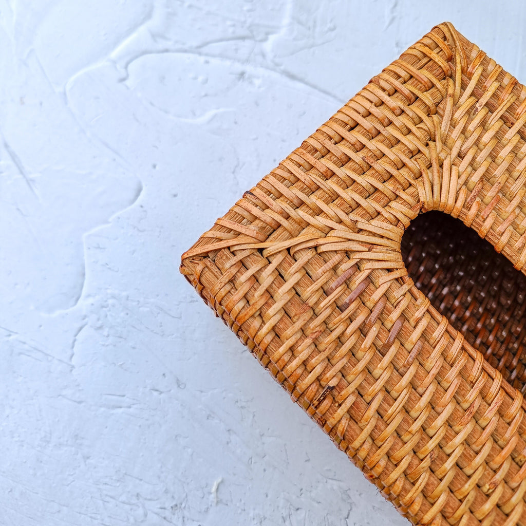 Handmade Rattan Tissue Box Cover - 3 Colors Option