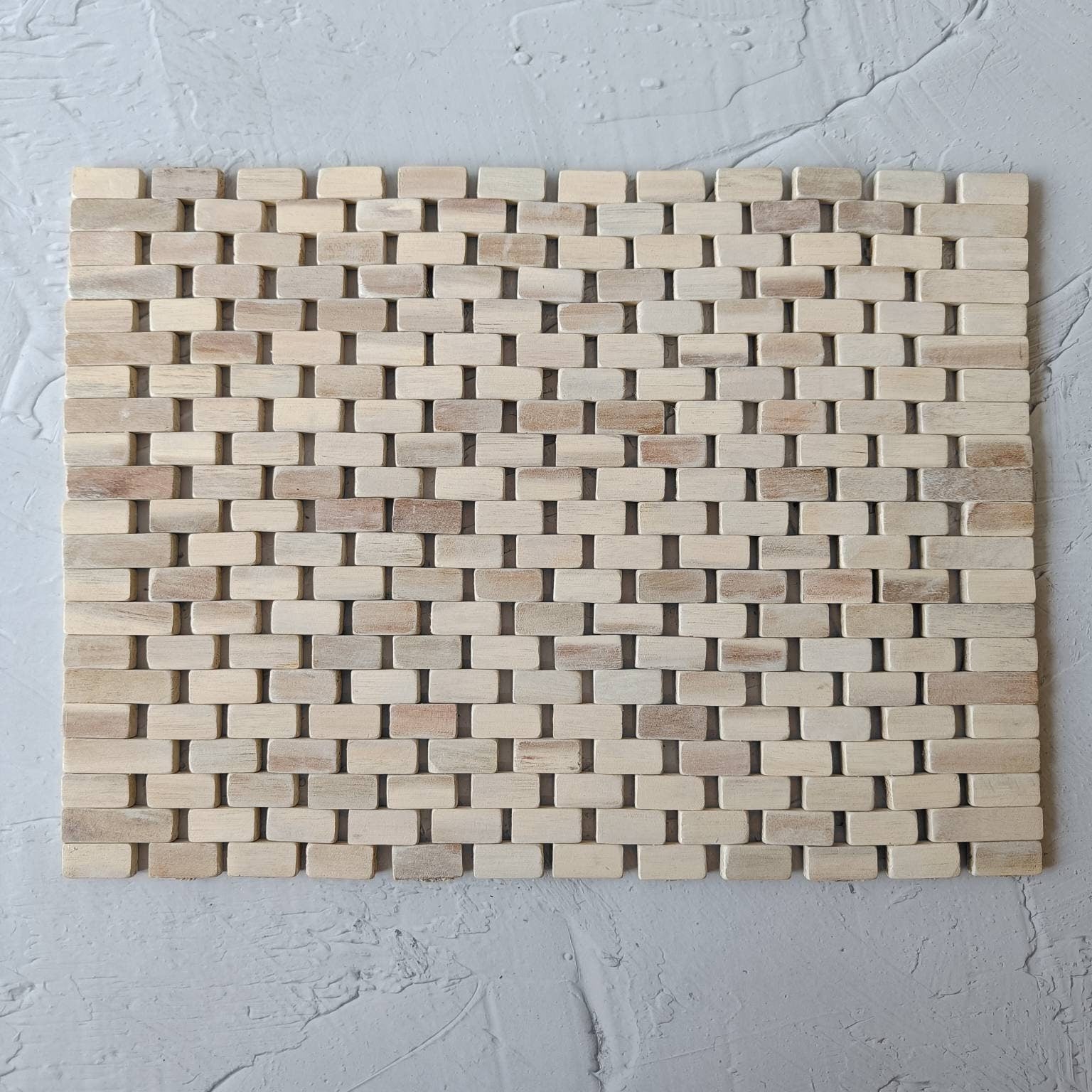 Foldable Wooden Rectangular Placemat, Kitchen Decor Wood, Decorative Mats