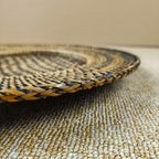 Set of 3 Dark Brown Rattan Charger Plates - 33cm Natural Handwoven Placemats with Side-Direction Weave Edges