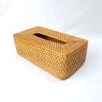 Rattan Tissue Box With Bottom Lid, Bohemian Decor
