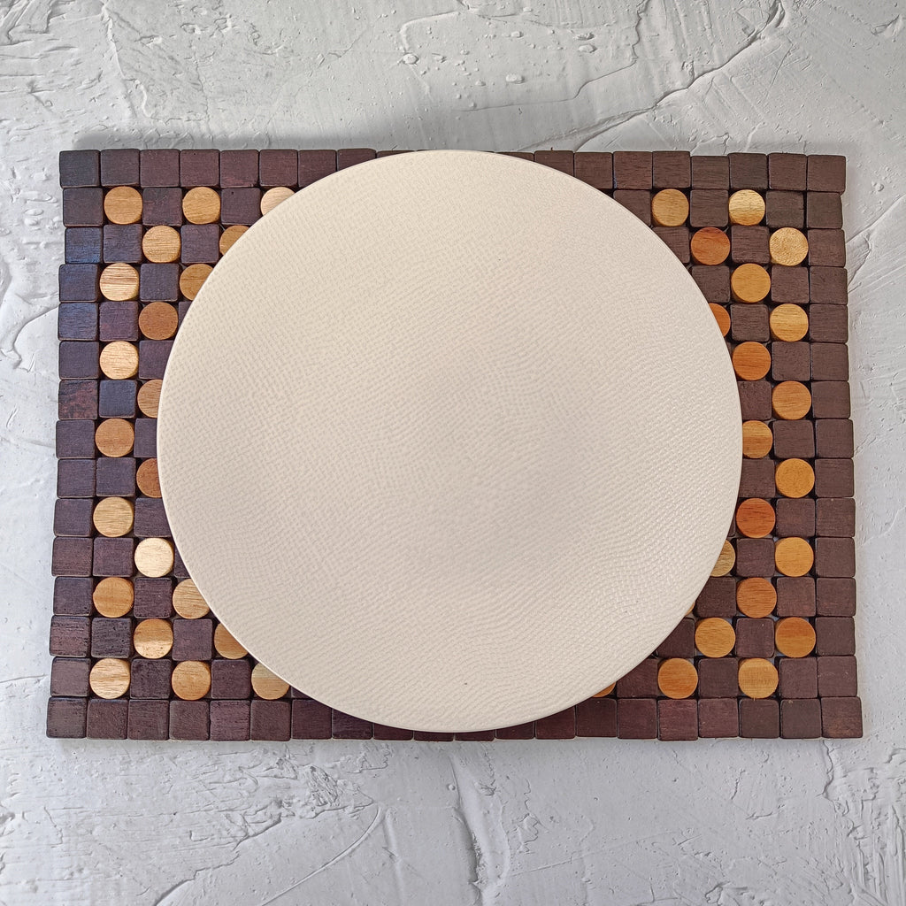 Non-Foldable Rectangular Rosewood Placemat, Handmade Wooden Furniture, Vintage Tableware