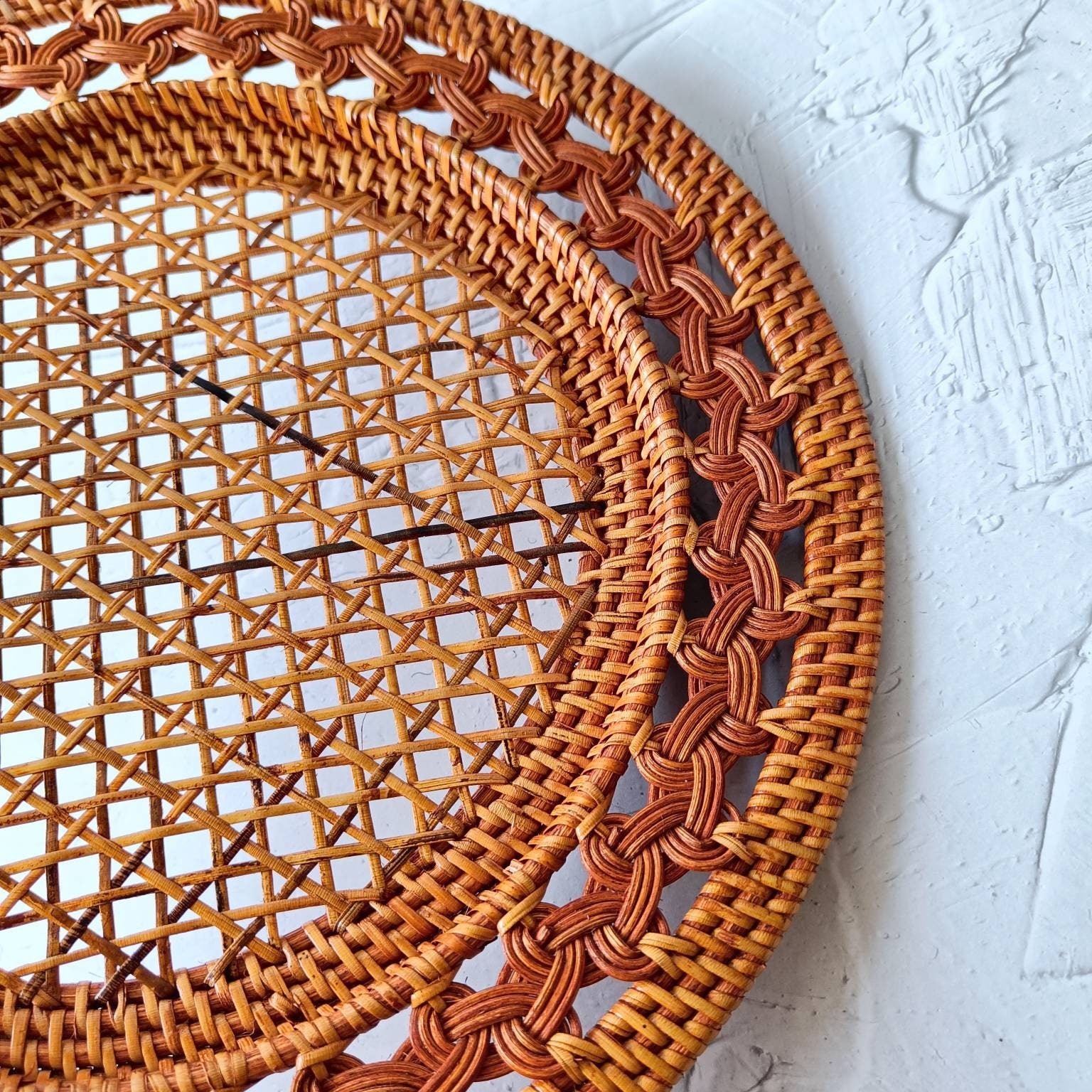 Set of 3 Handmade GENDIS Rattan Charger Plates, Decorative Plate Set for Table Decor, Wedding Centerpieces and Decoration