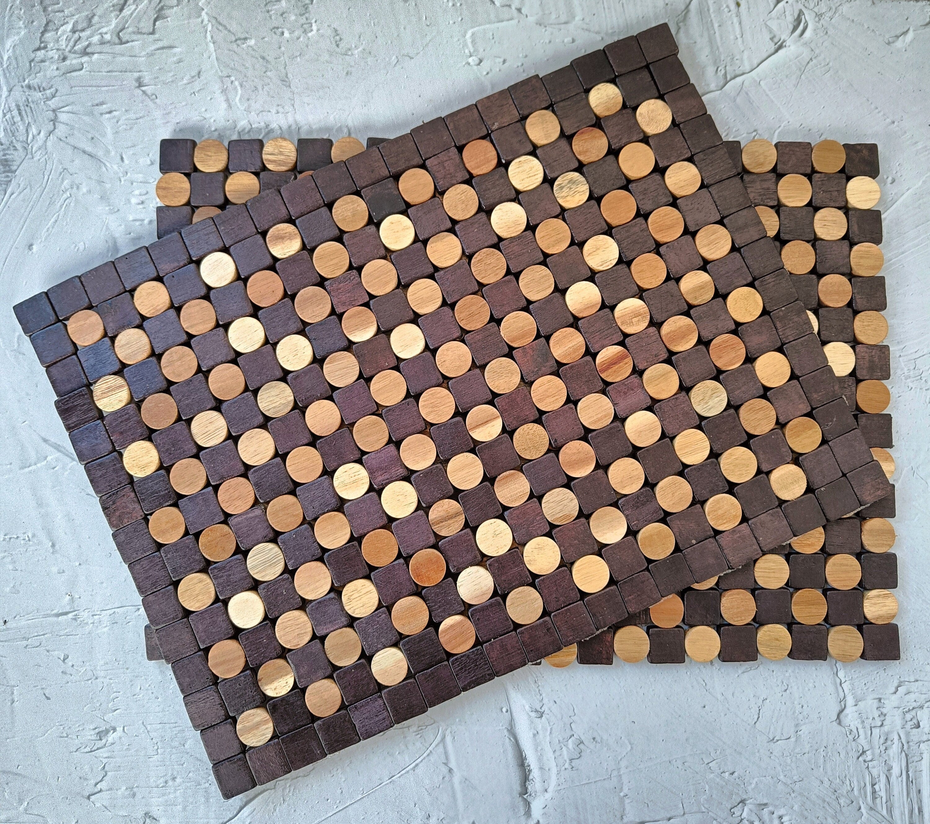 Non-Foldable Rectangular Rosewood Placemat, Handmade Wooden Furniture, Vintage Tableware