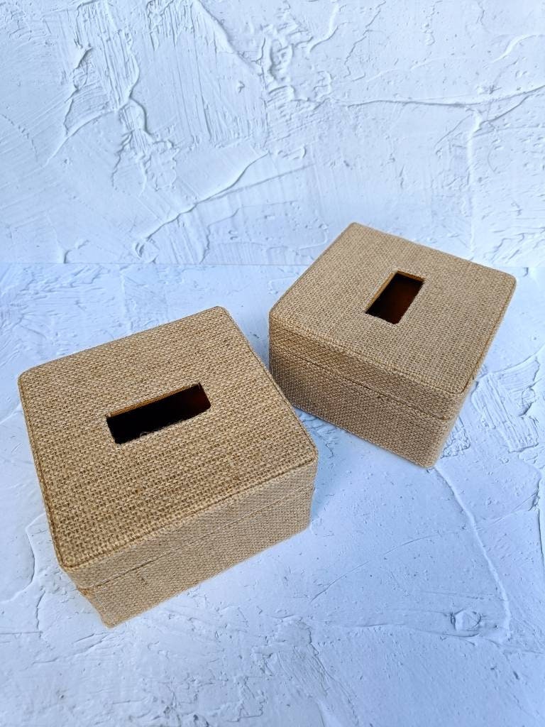 Handmade Jute Tissue Box Cover, Natural Boho Tissue Box for Table Decor
