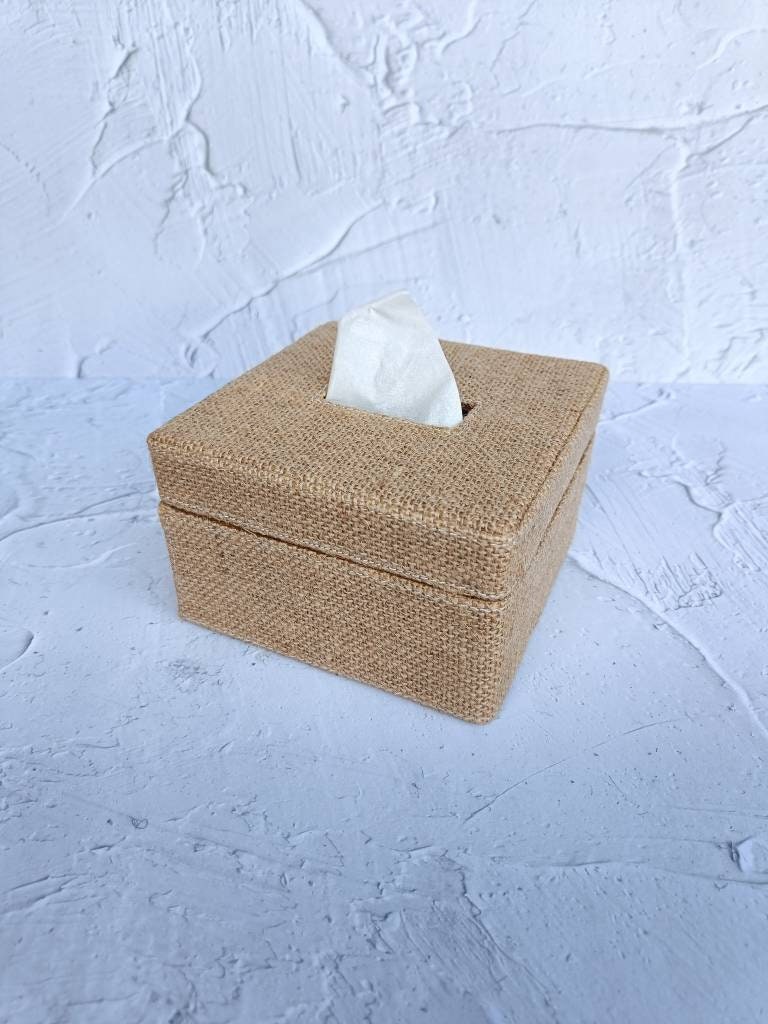Handmade Jute Tissue Box Cover, Natural Boho Tissue Box for Table Decor