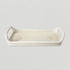 Rectangular Rattan White Tray - Wicker Serving Tray - Boho Tray For Coffee Table - Natural Home Decor