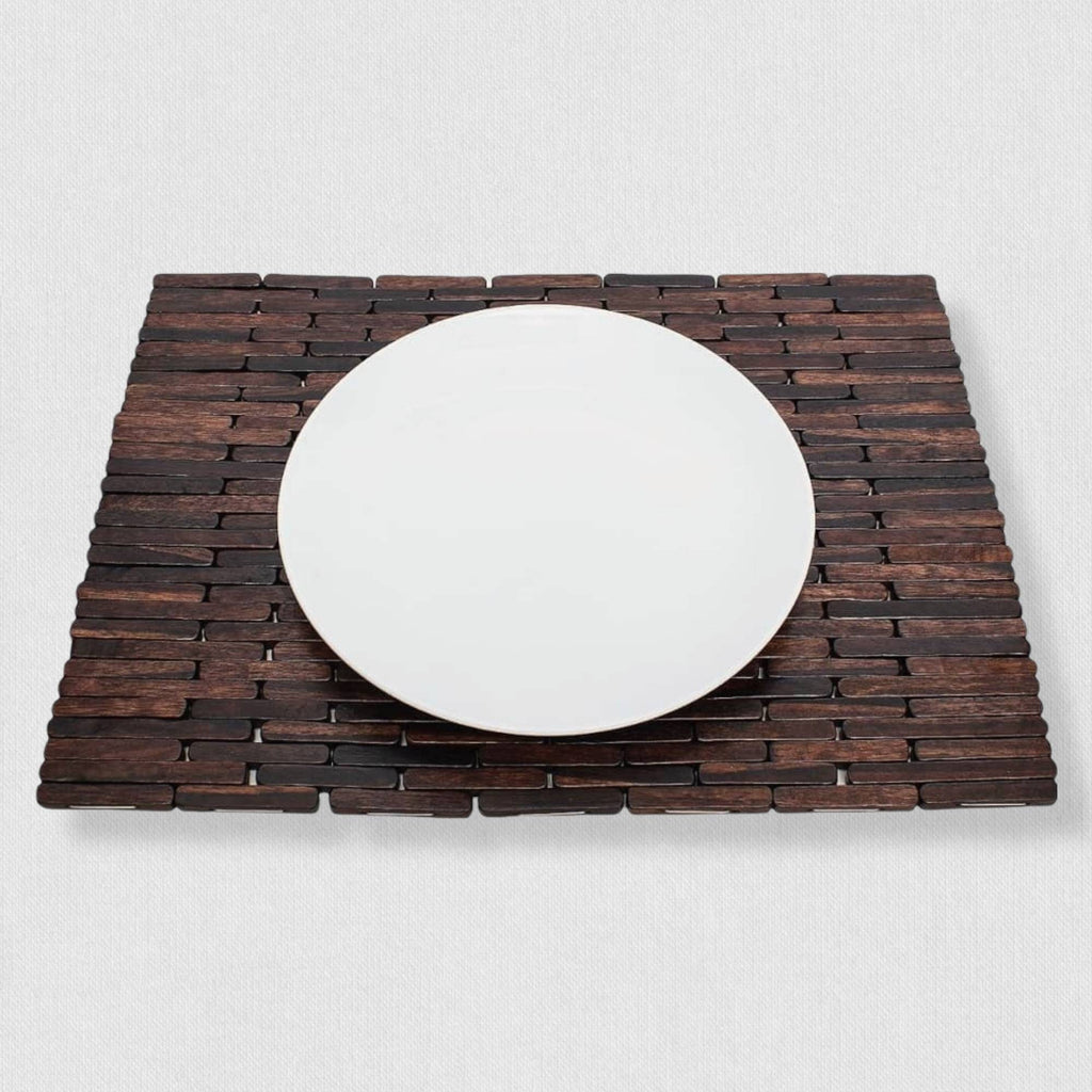 Wooden Foldable Rectangular Placemat | Long Block Sonokeling Wood Placemat | Unique Placemats for Table Decor