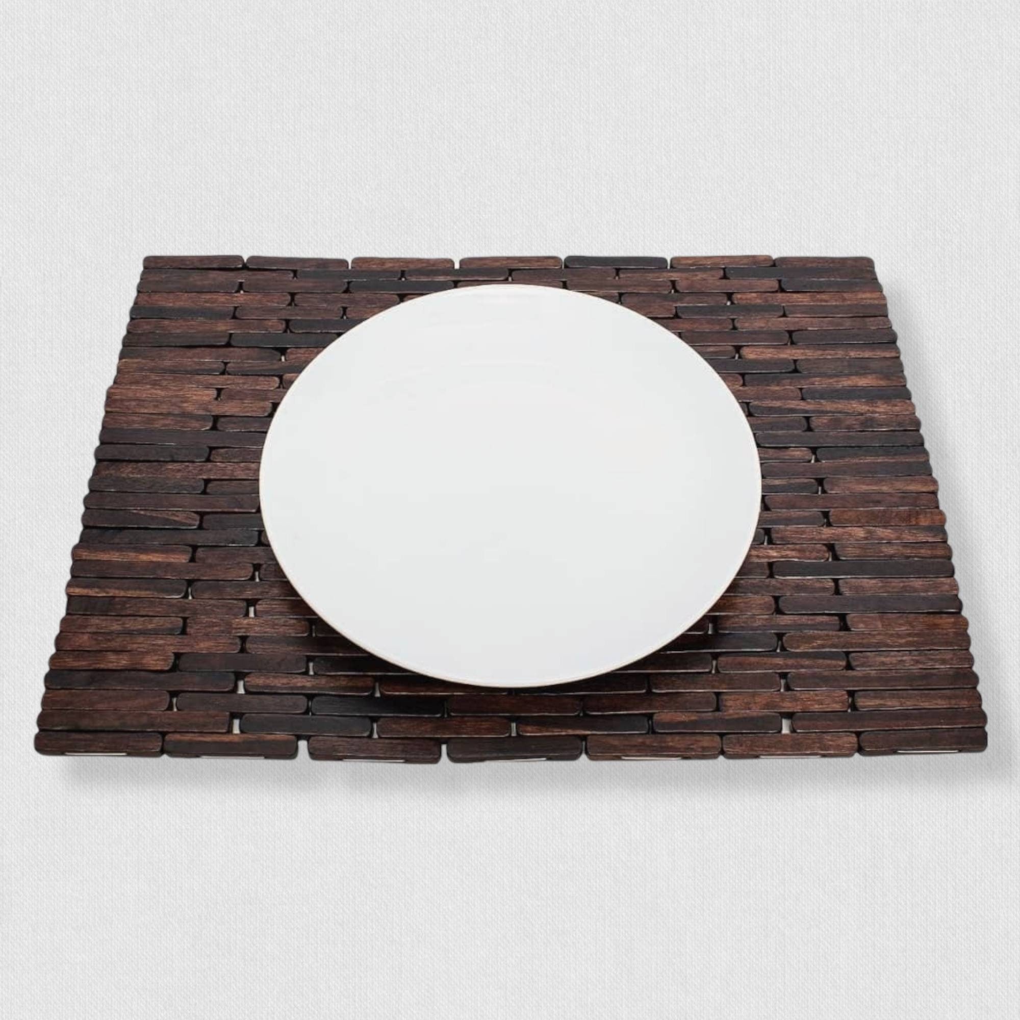 Wooden Foldable Rectangular Placemat | Long Block Sonokeling Wood Placemat | Unique Placemats for Table Decor