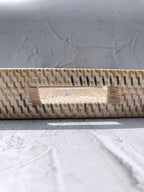 Serving Tray, White Wash Rectangular Rattan Tray With Cut Out Handle, Breakfast Tray