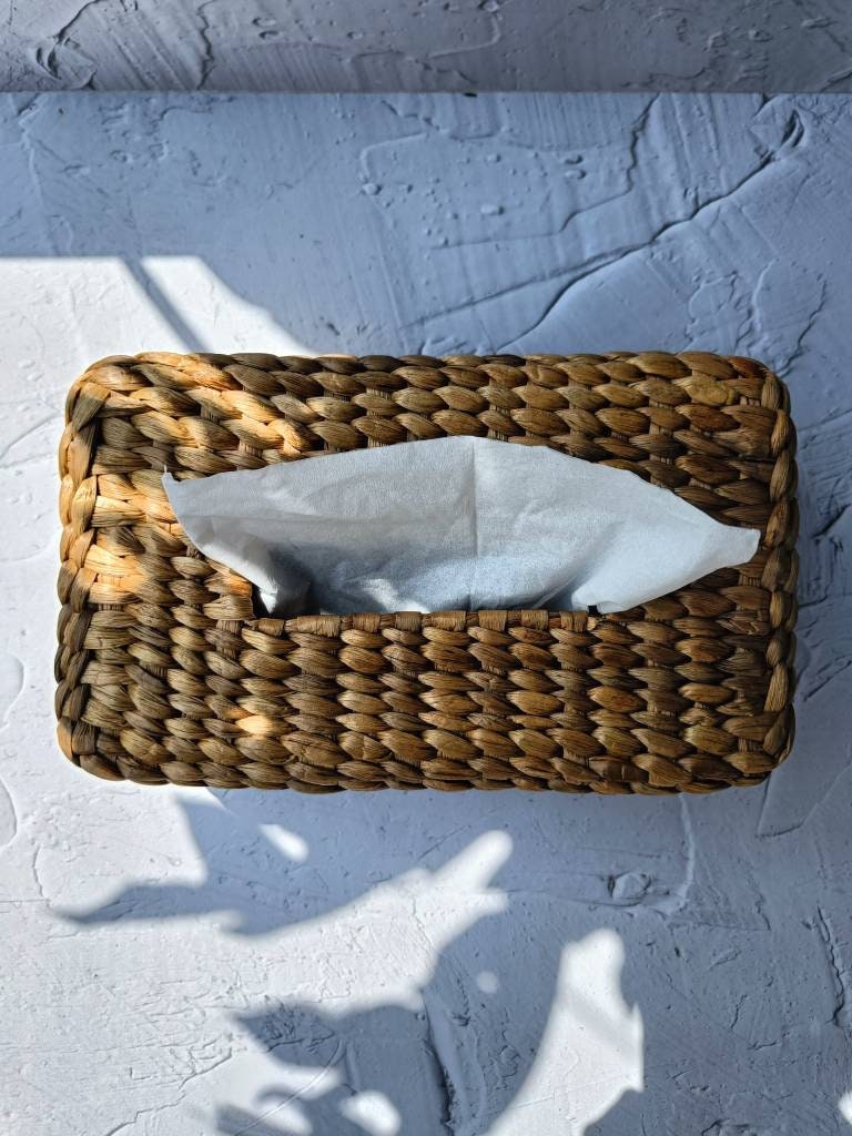 Handwoven Water Hyacinth Rectangular Tissue Box