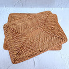 Set of 4 Rectangular Rattan Placemats, Farmhouse Decoration, Boho Table Decor