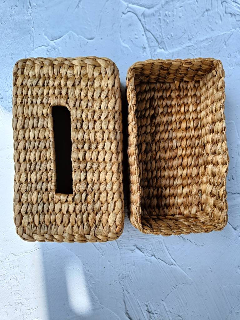 Handwoven Water Hyacinth Rectangular Tissue Box