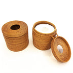 Vintage Wicker Rattan Round Tissue Box Cover