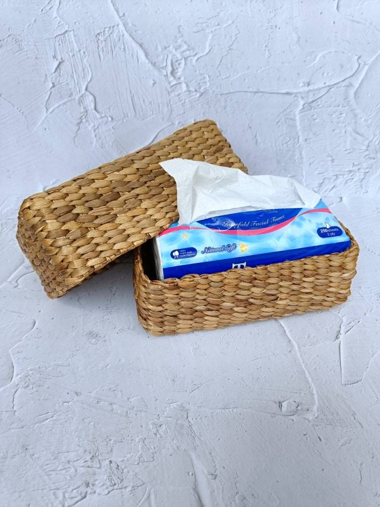 Handwoven Water Hyacinth Rectangular Tissue Box