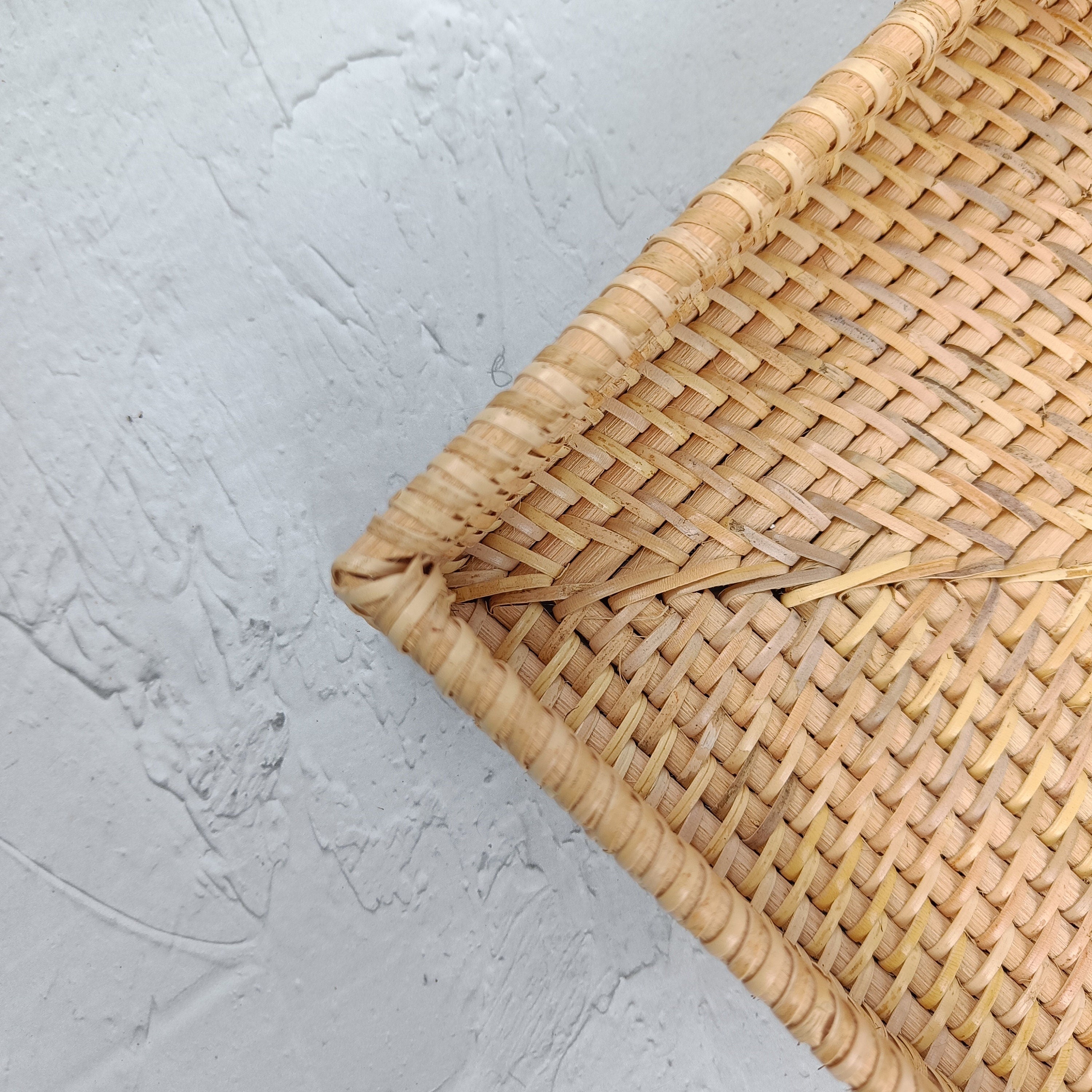 No Handle Rectangular Rattan Woven Tray With Natural Color, Bread Basket Storage, Fruit Basket Rectangular, Dry Fruit Platter Tray