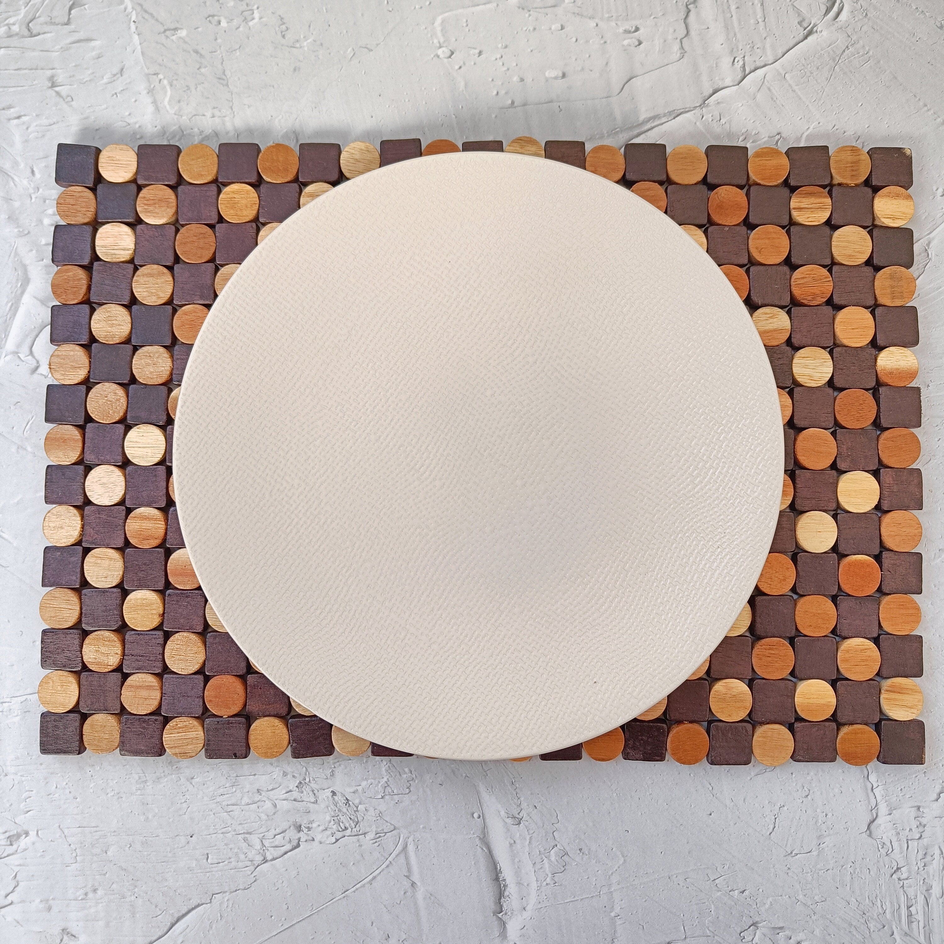 Non-Foldable Rectangular Rosewood Placemat, Handmade Wooden Furniture, Vintage Tableware