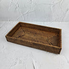 No Handle Rectangular Rattan Woven Tray With Natural Color, Bread Basket Storage, Fruit Basket Rectangular, Dry Fruit Platter Tray
