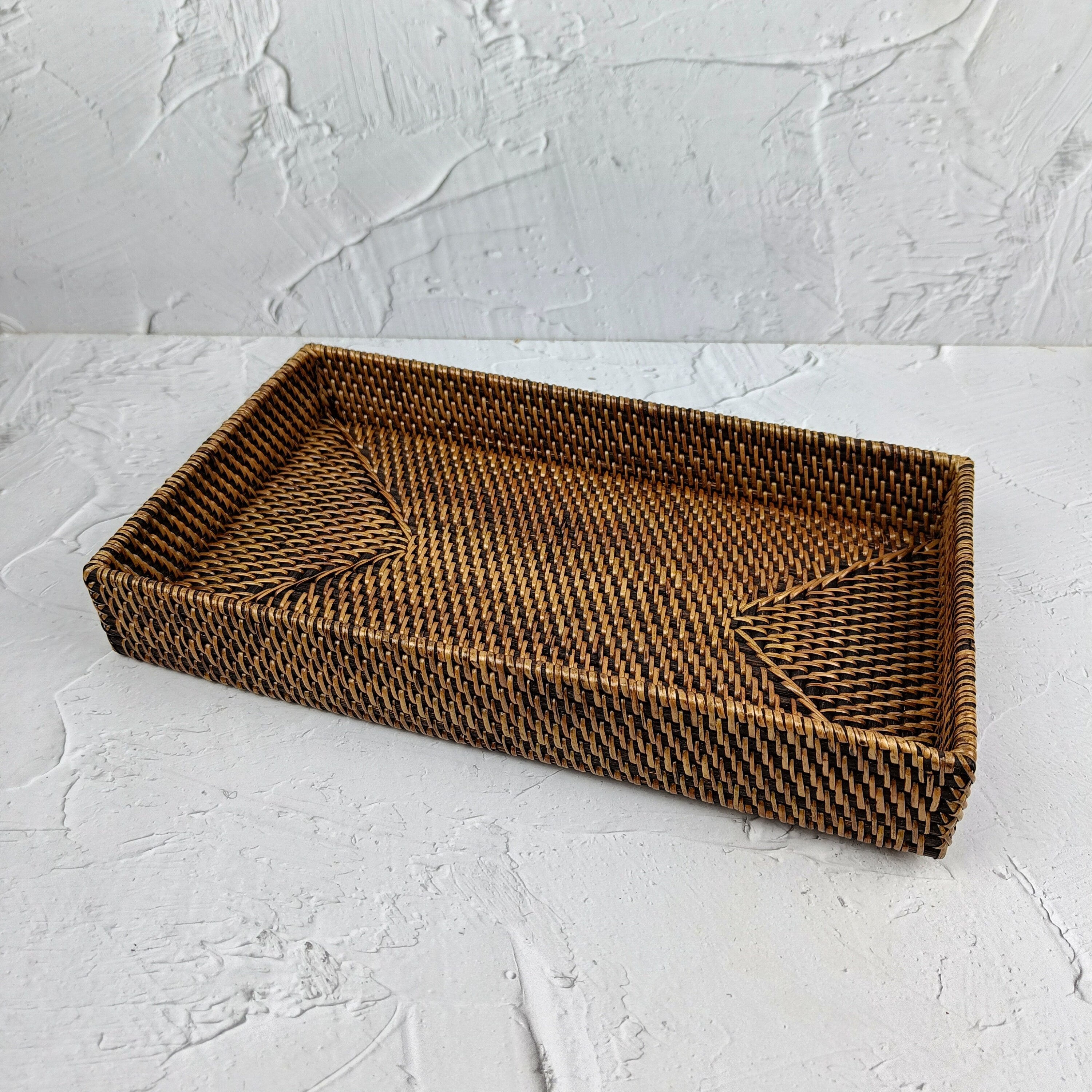 No Handle Rectangular Rattan Woven Tray With Natural Color, Bread Basket Storage, Fruit Basket Rectangular, Dry Fruit Platter Tray