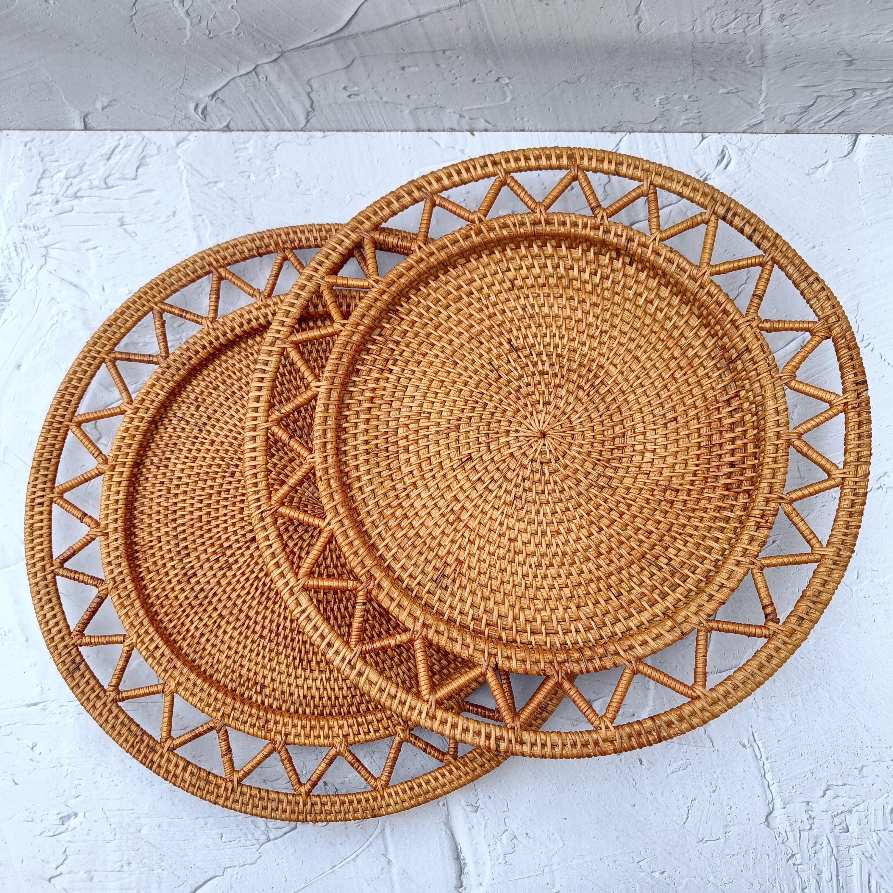 ROKA Rattan Charger Plates, Decorative Plate Set for Table Decor, Wedding Centerpieces and Decoration