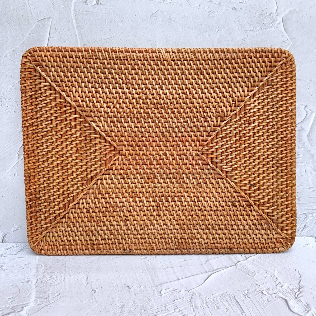 Set of 4 Rectangular Rattan Placemats, Farmhouse Decoration, Boho Table Decor