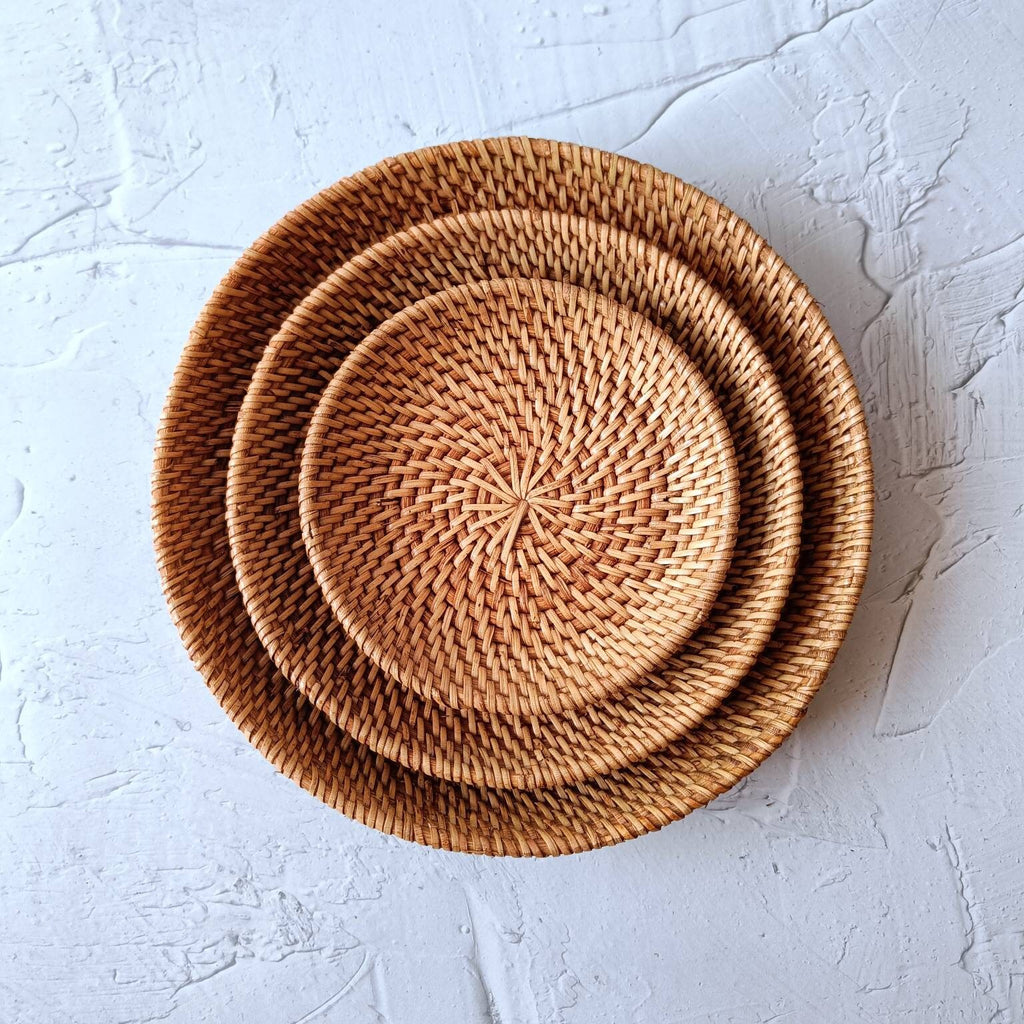 1 Set Rattan Decorative Trays, Charger Plate, Fruit Plate, Wedding Decoration