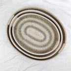 Three Tone Decorative Rattan Oval Tray (1 set), Housewarming Presents