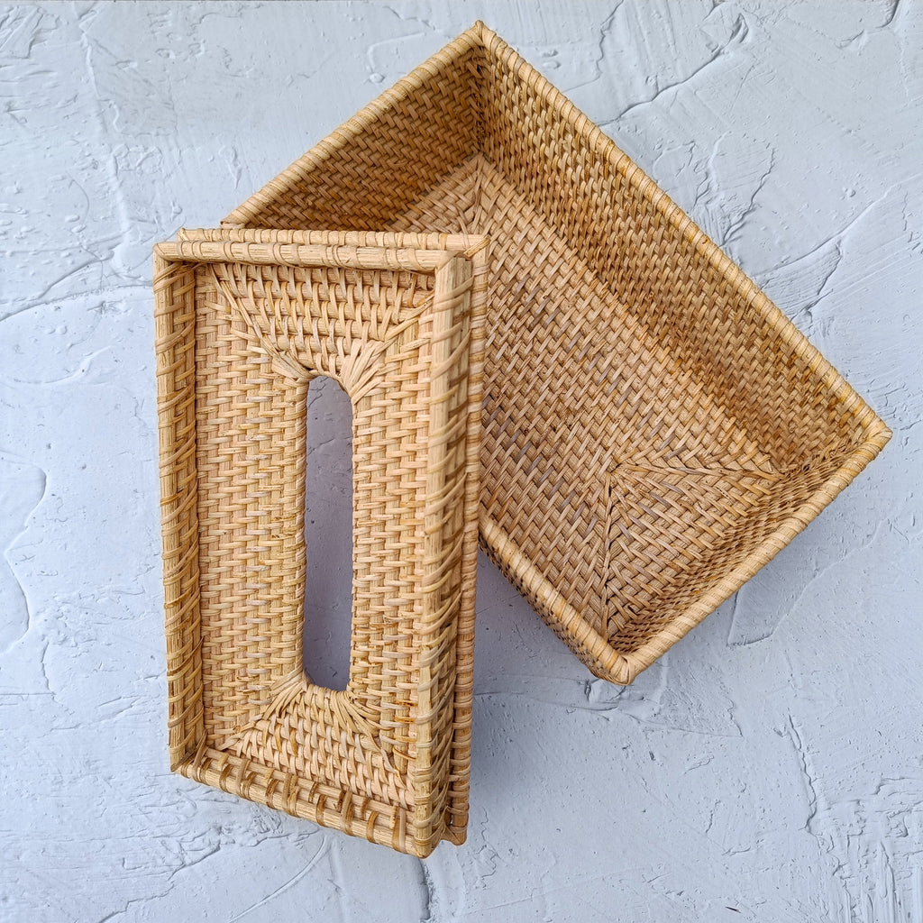 Handmade Rattan Tissue Box Cover - 3 Colors Option