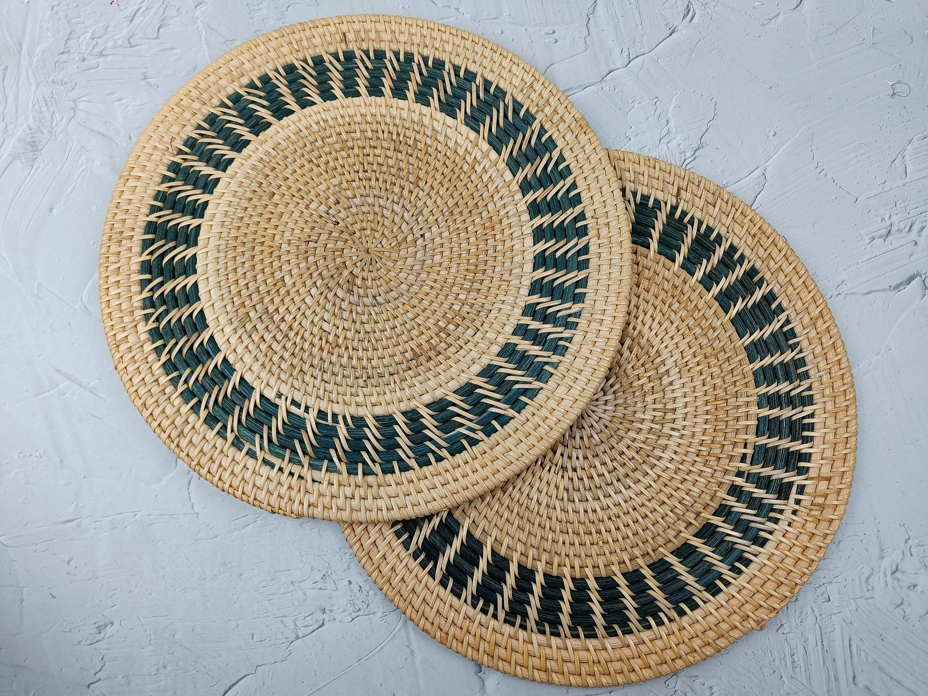 Handmade Two Tone Rattan Placemats - Set of 4