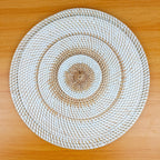Handwoven Two Tone Round Rattan Placemats | Bohemian Table Setting | Farmhouse Style