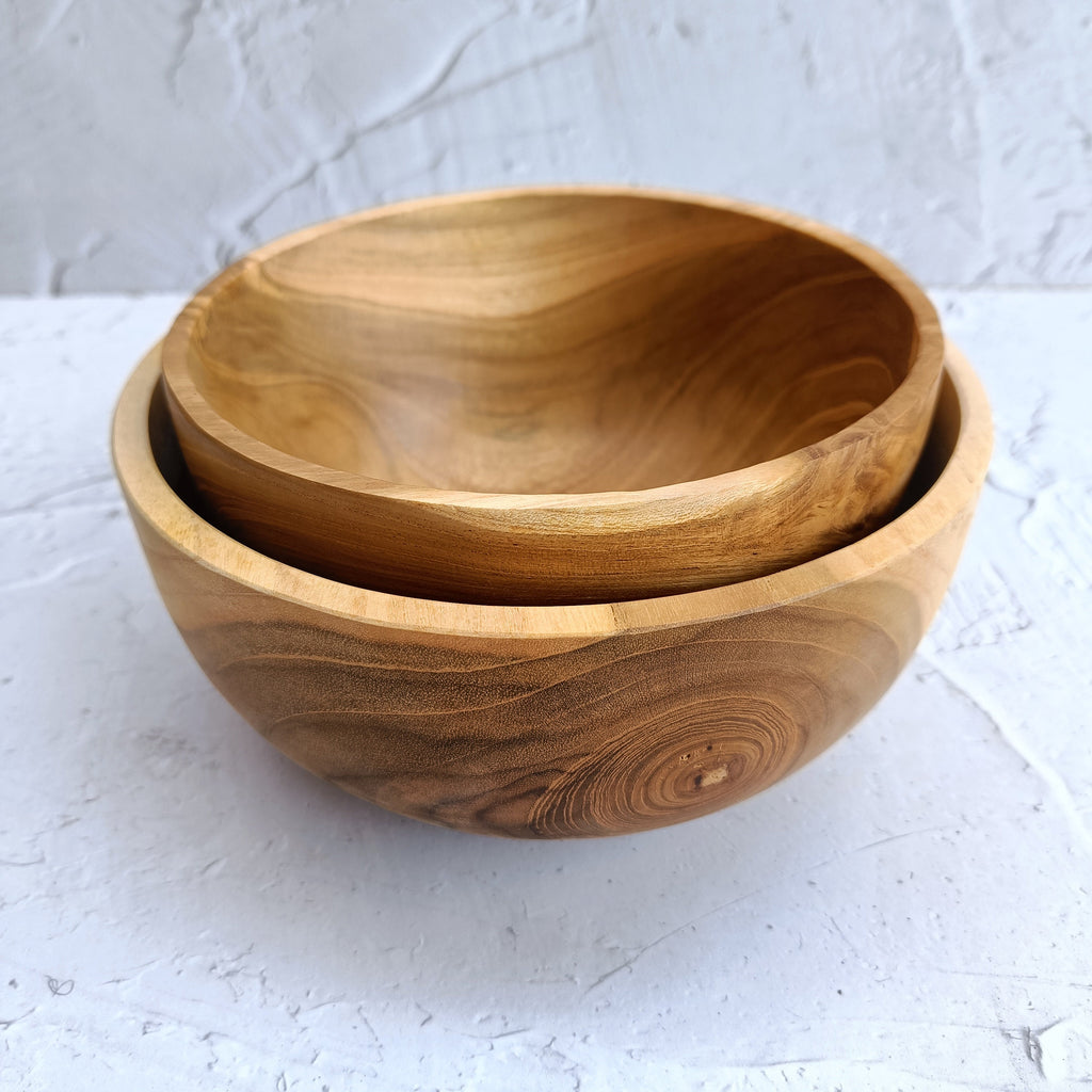 Solid Handmade Teak Wood Bowl, Decorative Table Center Bowl, Ramen Bowl, Dining Room Table Centerpieces